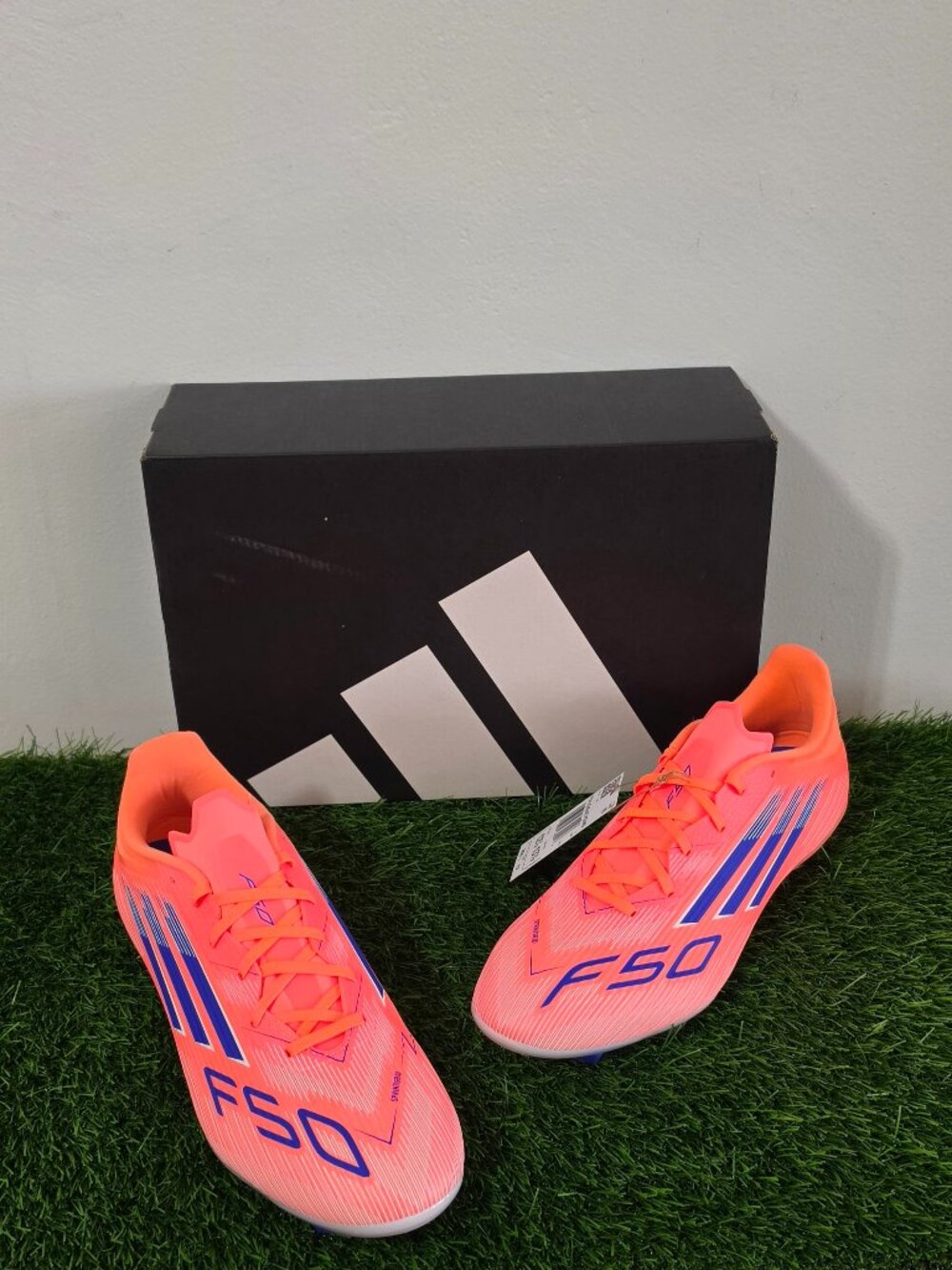 Adidas F50 League Firm/Multi Ground Cleats -Orange /LucBlue / White - Size 12.5